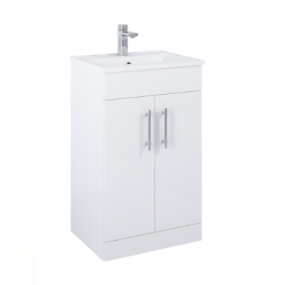 Belmont Floor Standing Vanity Unit & Washbasin White - 50cm