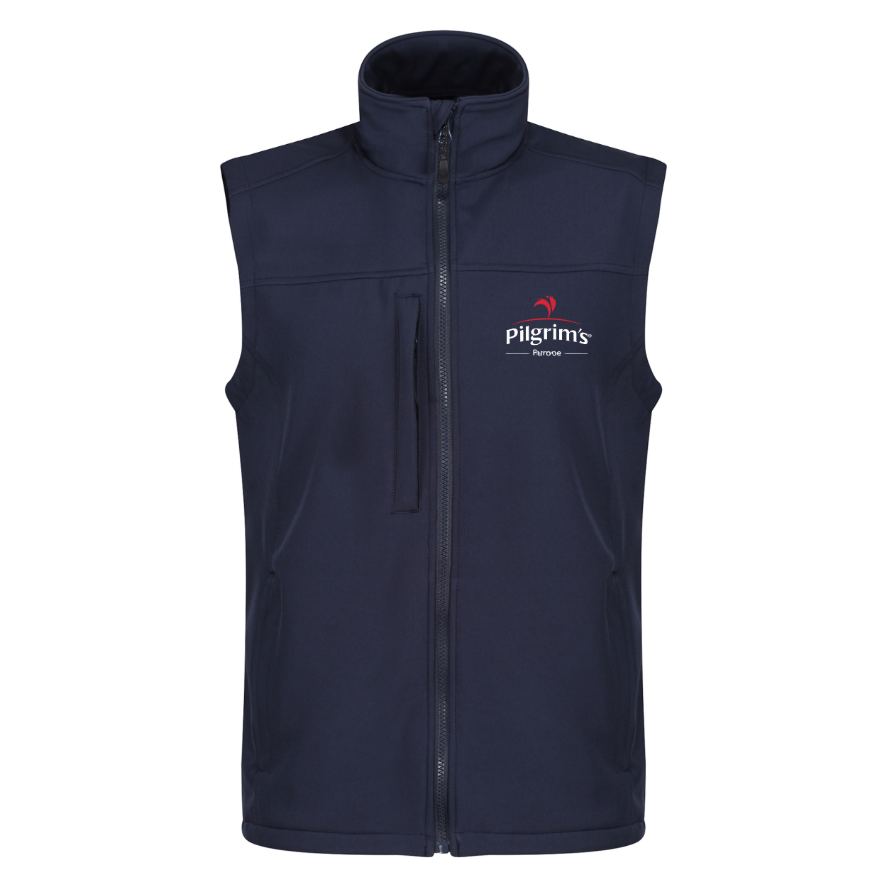 Navy Flux Soft Shell Bodywarmer with Pilgrim's Logo