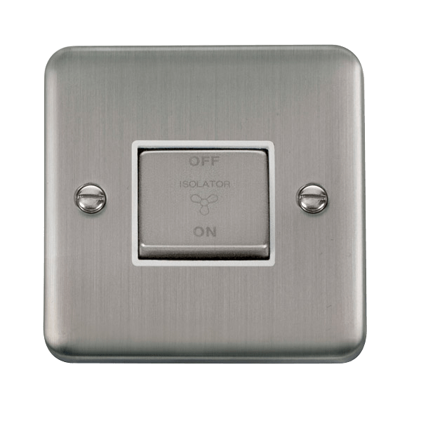 Click Deco Plus 3 Pole Fan Isolation Switch Stainless Steel White Insert DPSS520WH
