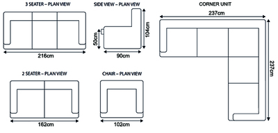 Ashmore Grey Black Recliner Dimensions