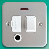 DETA METAL SURFACE SWITCH SPUR COMPLETE WITH OUTLET AND NEON INDICATOR