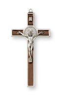Metal/Brown Enamel Benedict Crucifix- 3 inch   (1230/BROWN)