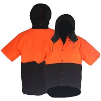 Oilskin D/O Short Sleeve Vest with hood