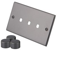 Gunmetal Grey 3 Gang Dimmer Plate c/w Knob 6104-223