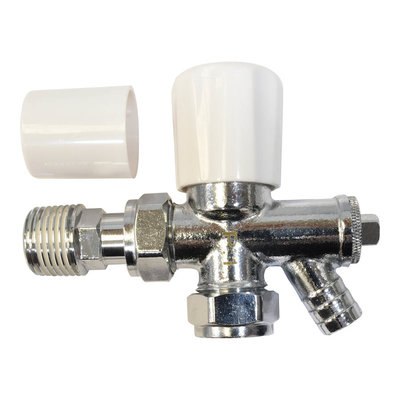 15MM CP Rad Trent Plus Angled Valve C/W Drain Off (15MM TAIL NUT) 312745