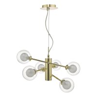 DISC     KUMARA 6LT PENDANT GOLD AND GLASS