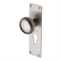BAL8548-SN - Heritage Brass Mortice Knob On Euro Profile Plate Balmoral Design Satin Nickel Finish