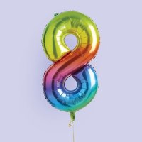 Rainbow Number '8' Foil 34" Balloon