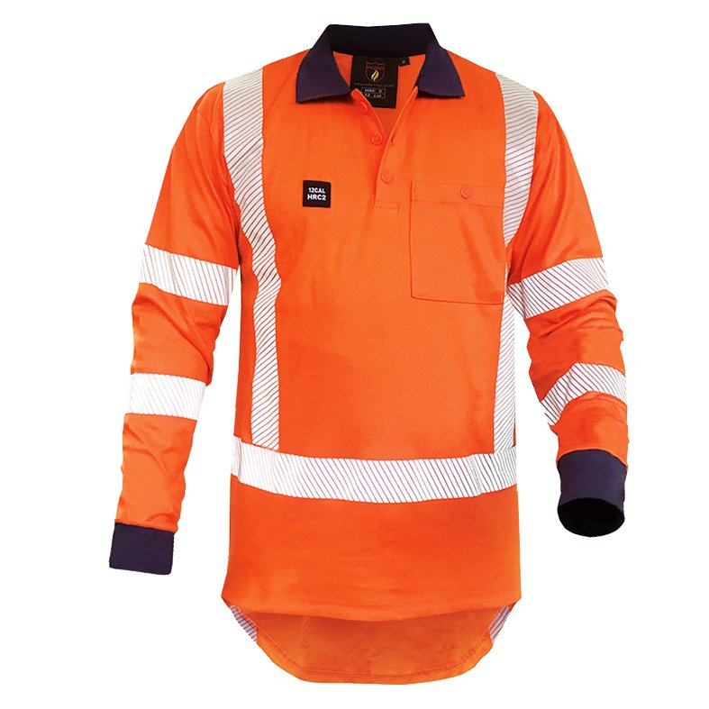 Hi-Vis FR Cotton Polo, 12Cal TTMC D/N, Collar