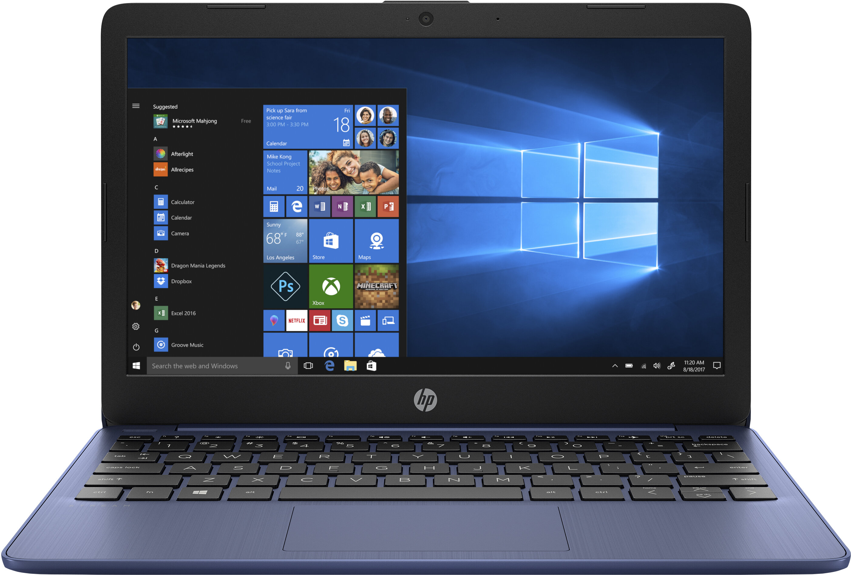 HP Stream 11-ak0007na Laptop 29.5 cm (11.6") HD Intel® Celeron® N4000 2 GB DDR4-SDRAM 32 GB eMMC Wi-Fi 5 (802.11ac) Windows 10 Home in S mode Blue