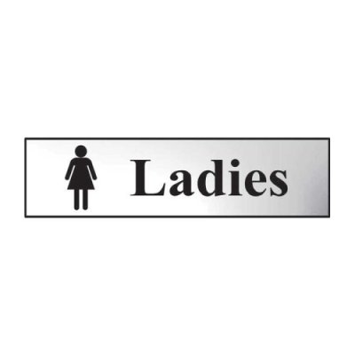 'Ladies' Sign, Chrome Effect, Self-Adhesive PVC (200mm x 50mm)