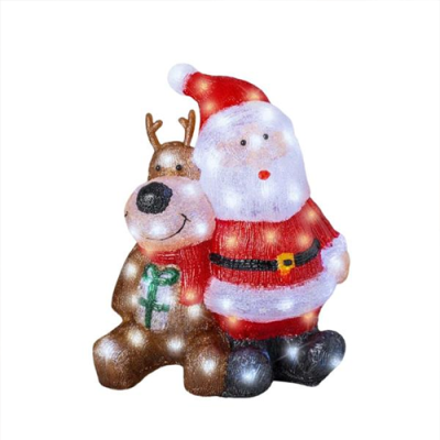 Led Acrylic Santa With Reindeer 1