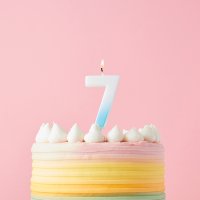 Blue Ombre Number '7' Candle