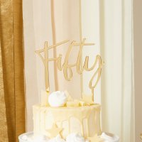 Gold 'Fifty' Acrylic Cake Topper