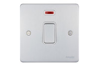 Schneider Ultimate Low Profile 20Amp Double pole switch with neon Brushed Chrome with White Insert | LV0701.0014