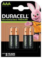 DURACELL RECHARGEABLE BATTERY SIZE AAA 900mAh CARD 4