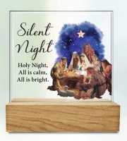 Glass Plaque/Wood Base/Nativity  (89045)