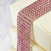 Plastic Diamante Effect 8 Rows Band Pink - 1.5m