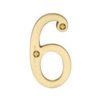 C1560-6-SB - Heritage Brass Numeral 6 Face Fix 76mm (3") Satin Brass Finish
