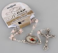 Car Rosary/Single Decade/Glass-Pink   (63934)