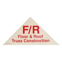 "F/R Floor & Roof Truss Construction" Sign, Red on White, Refle