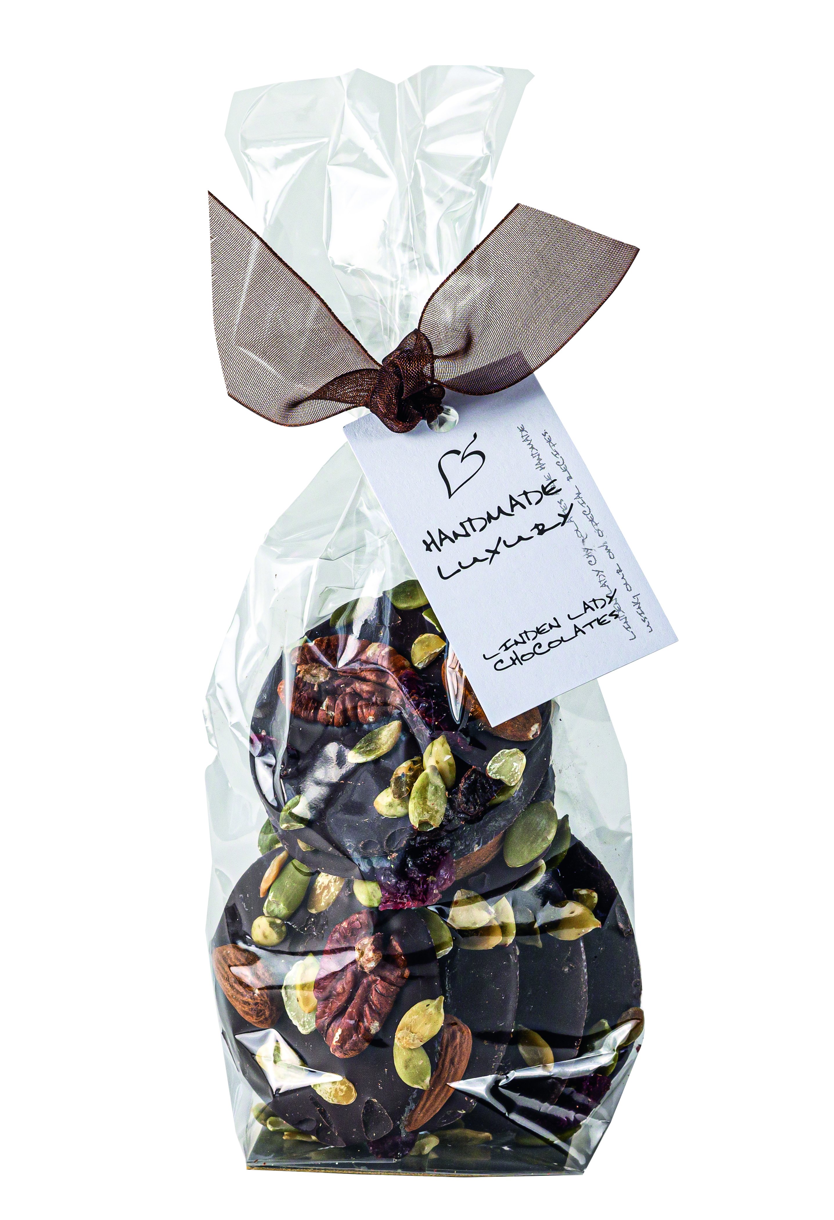 Linden Lady gift bags of dark chocolate mendiants 6x115g House of