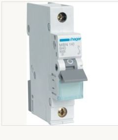 Hager 40A S/P B Curve 6kA MCB MBN140W