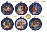 Wood Christmas Tree Ornaments/Set of 6   (89208)