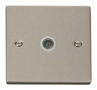 Click Deco Victorian Pearl Nickel with White Insert Single Coaxial Socket | LV0101.0144