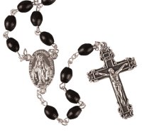 Wood  Rosary Oval Bead/Black/Loose   (L/6252/BLACK)