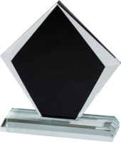 18cm Black & Clear Crystal Plaque (Satin Box)