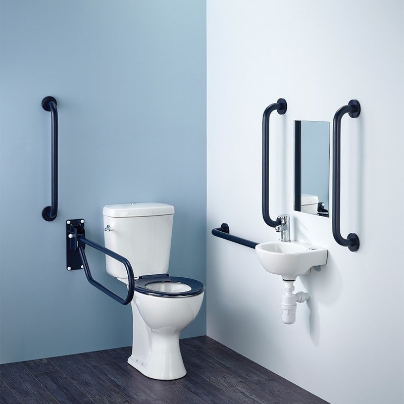 Armitage Shanks Monaco2 Doc M White with Blue Rails