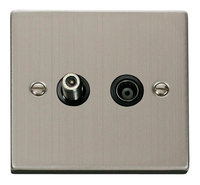 Click Deco Victorian Stainless Steel with Black Insert Satelite + Coax Socket | LV0101.1851