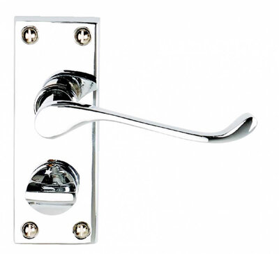 Victorian Scroll Privacy Door Handle Polished Chrome