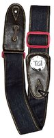 TGI Woven Blue Denim Red Buckle Guitar Strap