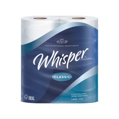 WHISPER CLASSIC LUXURY 3PLY TOILET ROLLS 40PK