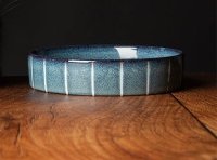 Scruffs Reactive Glaze Pet Saucer - Pinstripe Grey 3 x 13cm x 1