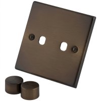 Dark Bronze 2 Gang Dimmer Plate & Knobs 6060-222