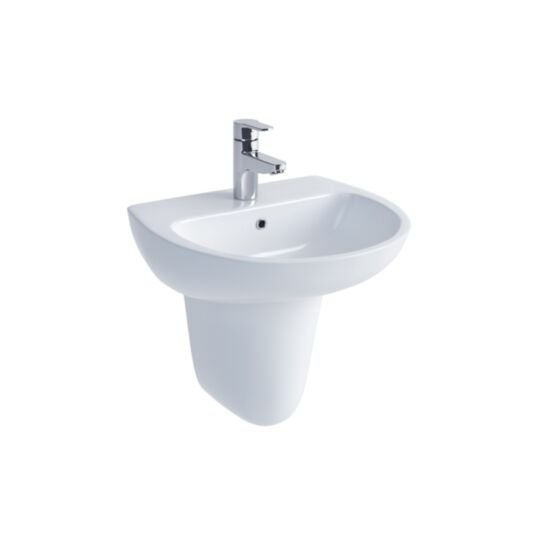 Tucker French Pro 500mm One Taphole Thin Lipped Basin with Semi Pedestal
