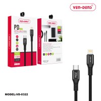 VD Type C to Lightning Charging Cable 20W Nylon Black (1.5 Metre) - Iphone Cable