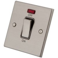 Stainless Steel 1 G 45A Cooker Switch & Neon 6033-201 - Grey Insert