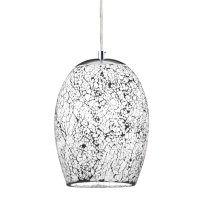 1LT WHITE CRACKLE GLASS PENDANT