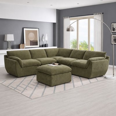 North 2-C-2 Sectional Sofa - Green