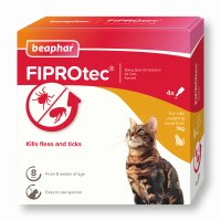 Beaphar FIPROtec&reg; Spot-On Flea and Tick treatment for Cats - 4 Pipettes