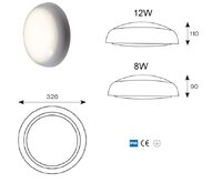DISCO LED CCT WALL/CEILING LIGHTS IP65 WHITE/OPAL