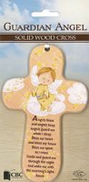 Solid Wood Cross 6 inch/Guardian Angel   (34631)