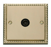 Click Deco Georgian Cast Brass with Black Insert Single Coaxial Socket | LV0101.0049
