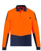 ZH310-Mens Hi Vis Flux Long Sleeve Polo