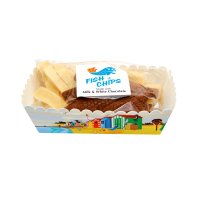 Milk and white chocolate fish & chips in carton 10x125g