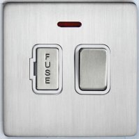DETA Screwless Fused Spur switch with Neon Satin Chrome White Insert | LV0201.0074